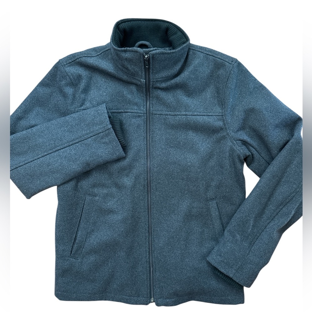 Gap‎ Women’s Size Medium Heavy Coat Gray & Black Wool Blend Full Zip Coat/Jacket